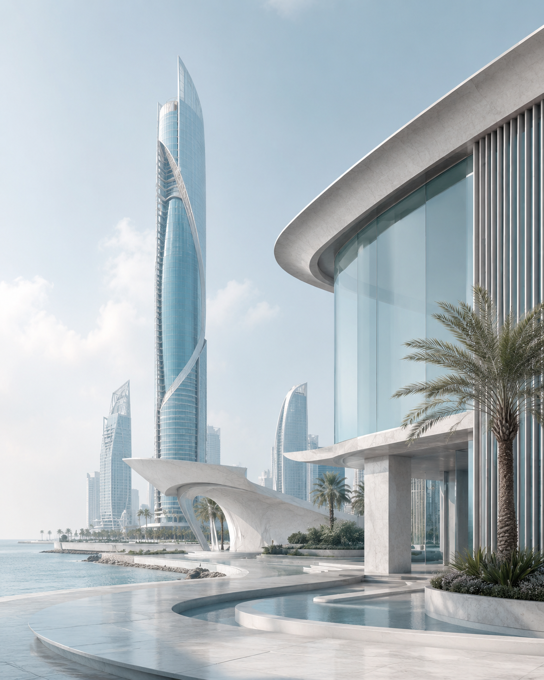 تكوين معماري مستوحى من جدة بألوان هوية سكاي بريدج